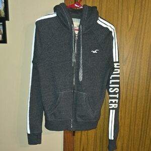 Hollister Charcoal Hoodie with White Accents